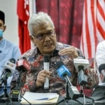 Bersatu sec-gen Datuk Seri Hamzah Zainudin speaks during a press conference