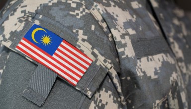 Malaysia army uniform patch flag on soldiers arm