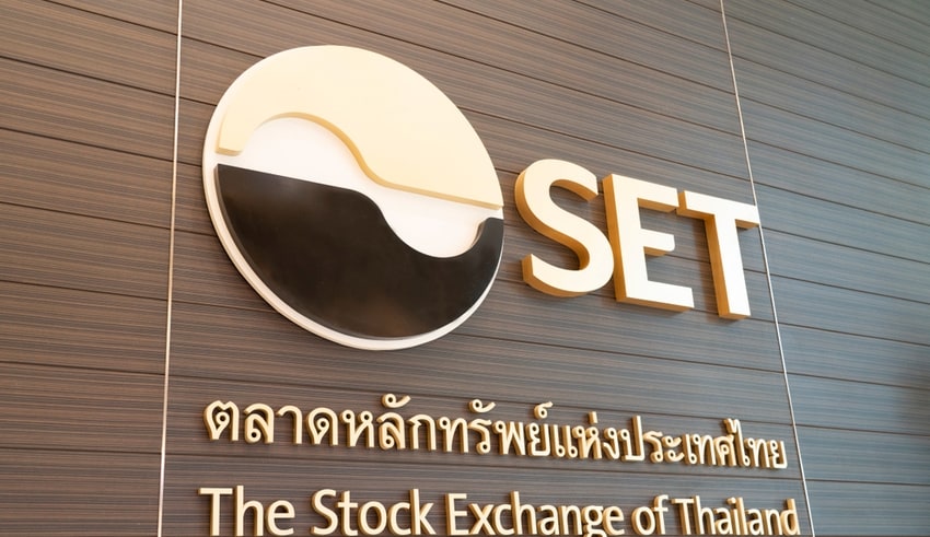 The Logo of The Stock Exchange of Thailand on the Wall