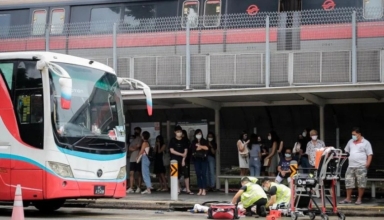 An elderly woman was killed in a bus crash on Tiong Bahru Road