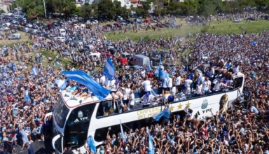 argentina's world cup heroes helicoptered as street party spills