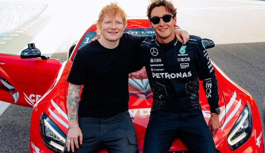 exclusive ed sheeran hits the track with george russell at miami gp