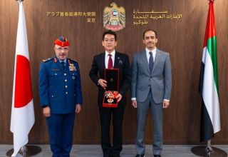 sheikh mohamed bin zayed awards uae military medal to japanese general